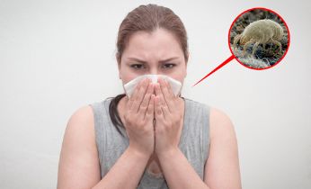 Persona con alergia a los ácaros estornudando