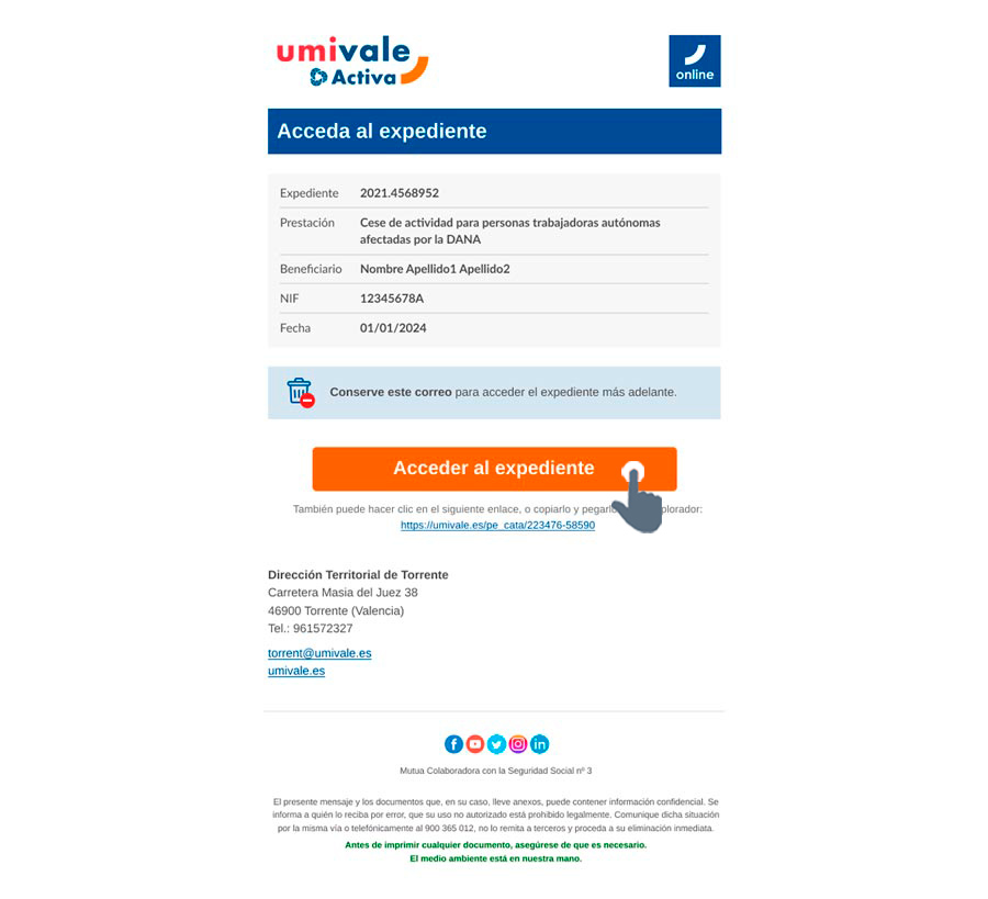 Confirmación de solicitud