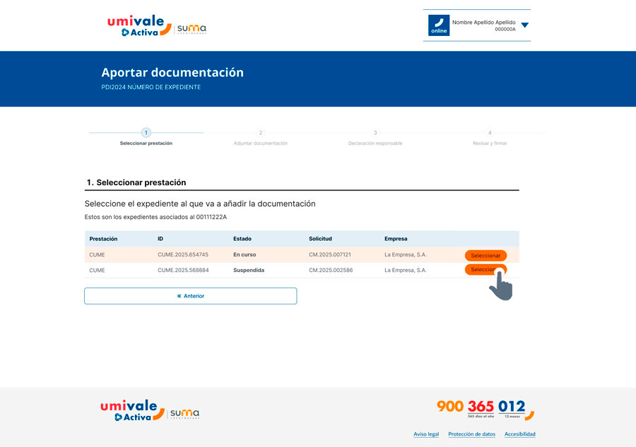 Selección de expediente