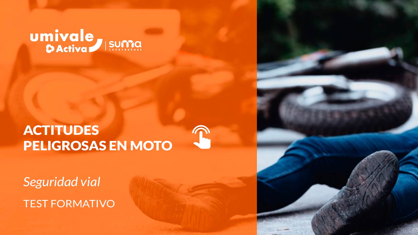 Persona accidentada en motocicleta en la carretera