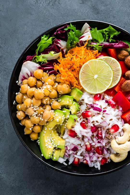 Cuenco de comida vegetariana saludable
