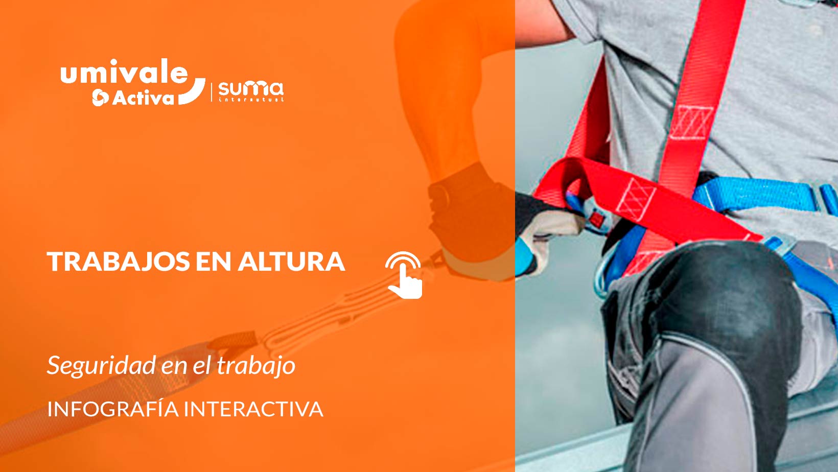 Primer plano de un trabajador asegurando su arnés de seguridad con absorbedor de energía a una línea de vida para trabajos en altura