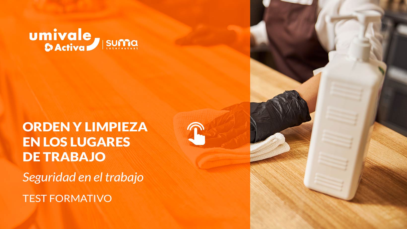 Persona limpiando la barra de un bar con guantes