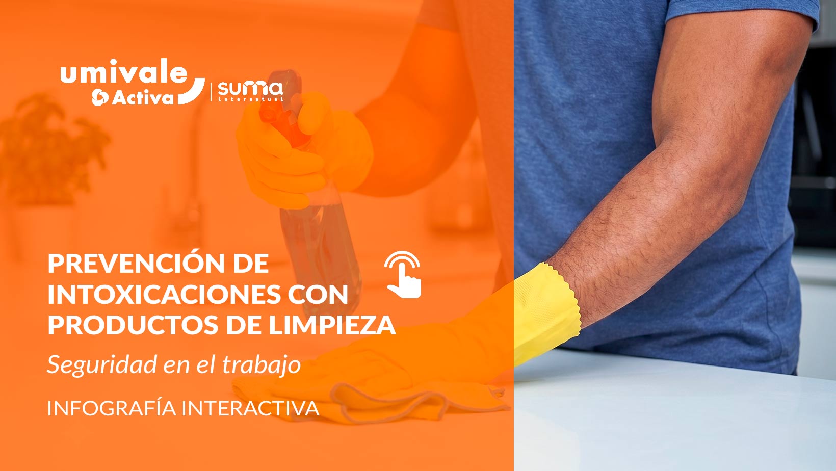 Protocolo de seguridad en caso de incendio: personas en pasillo con humo, extintor de incendios.