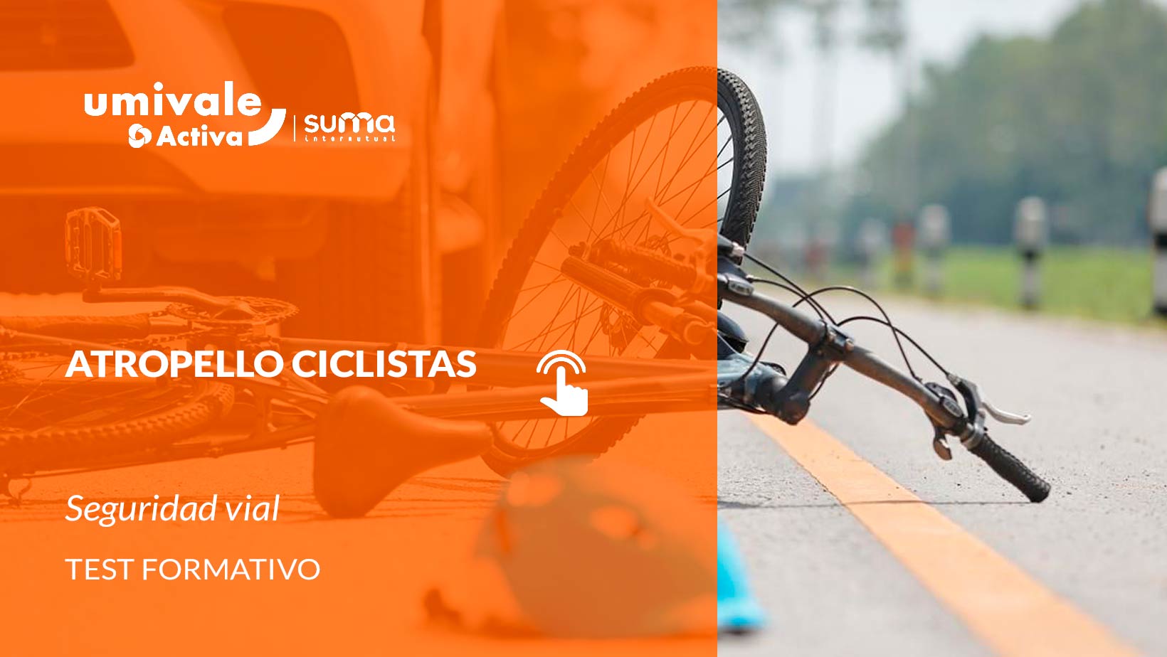 Bicicleta en el suelo de la autovía causado por accidente.