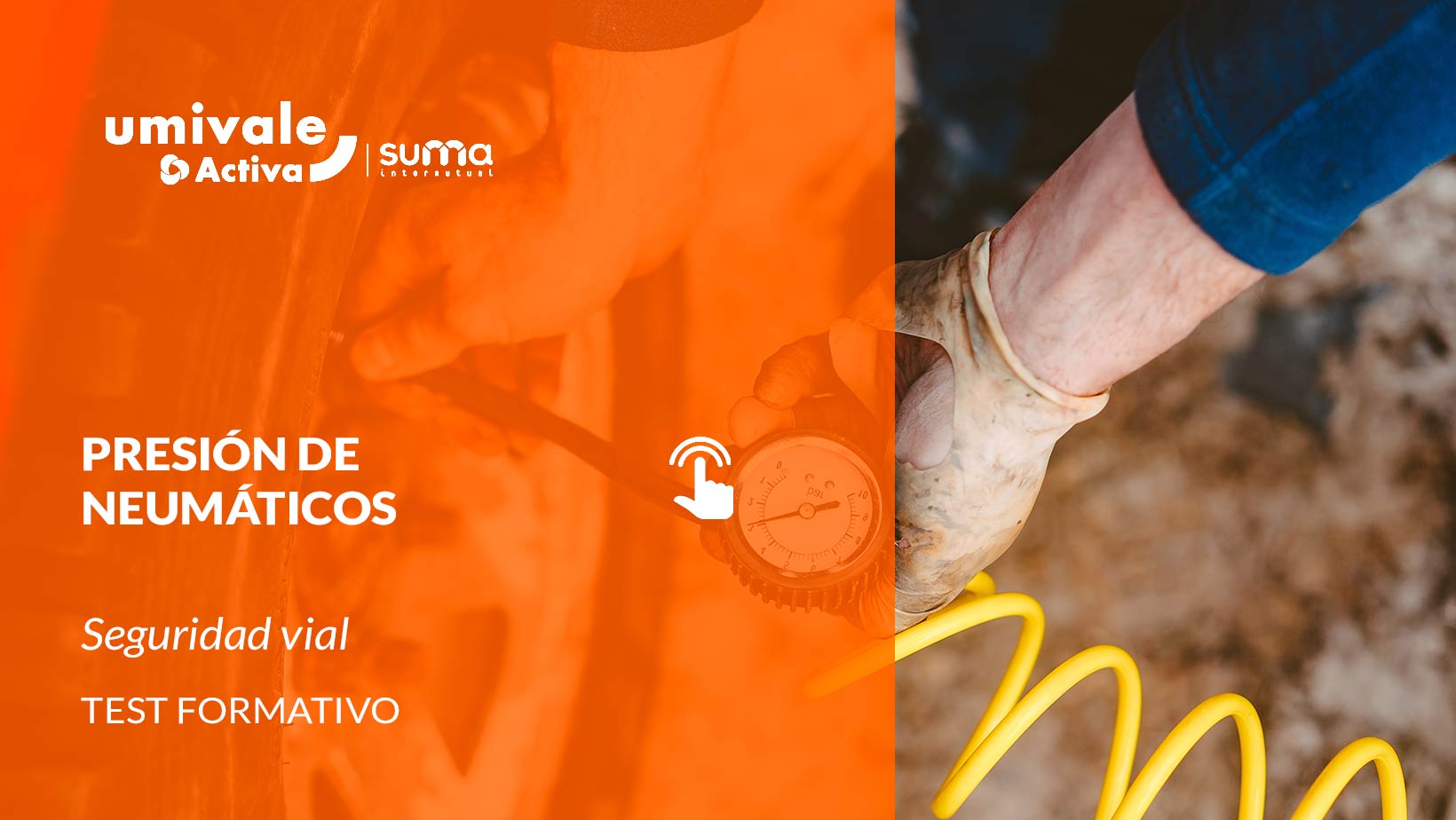 Persona bombea la rueda de aire con un compresor.