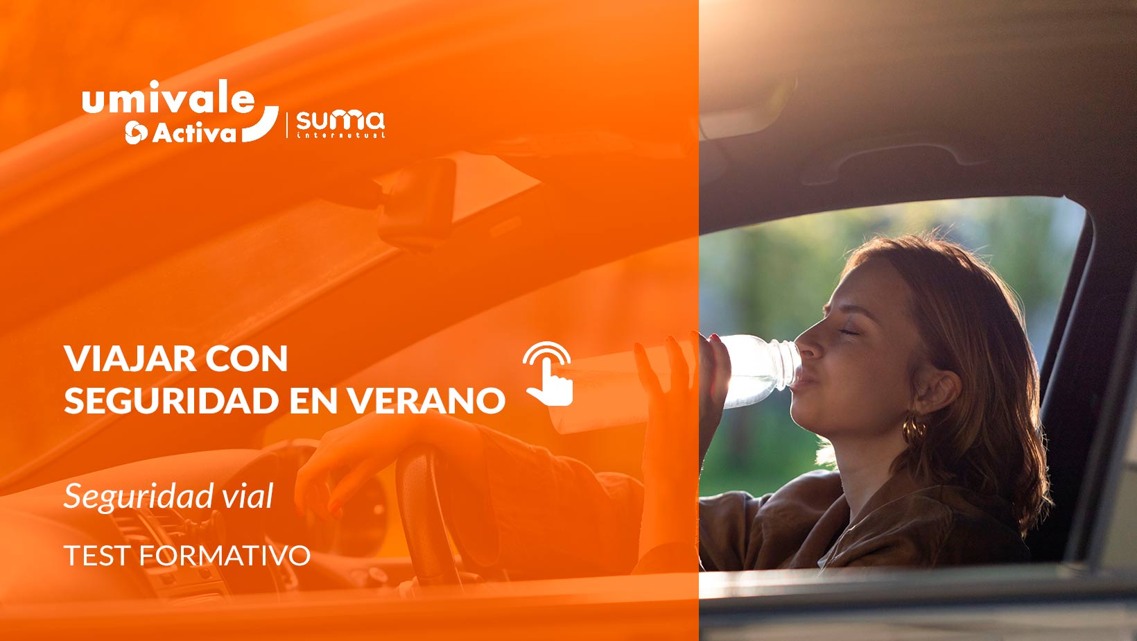 Mujer conduciendo un coche en un paisaje nevado
