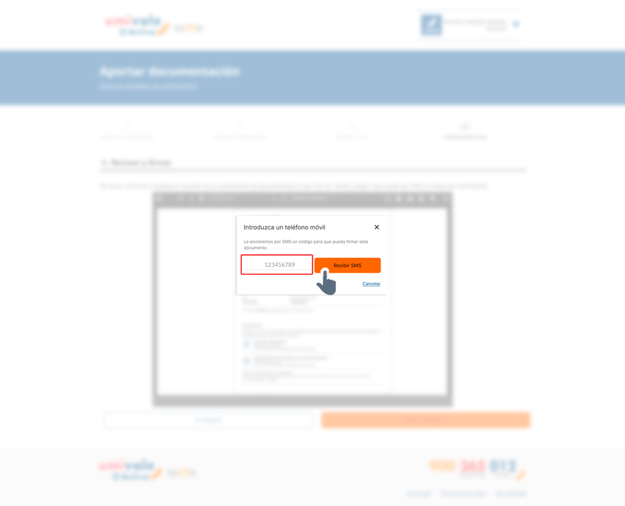 Introducir teléfono para SMS
