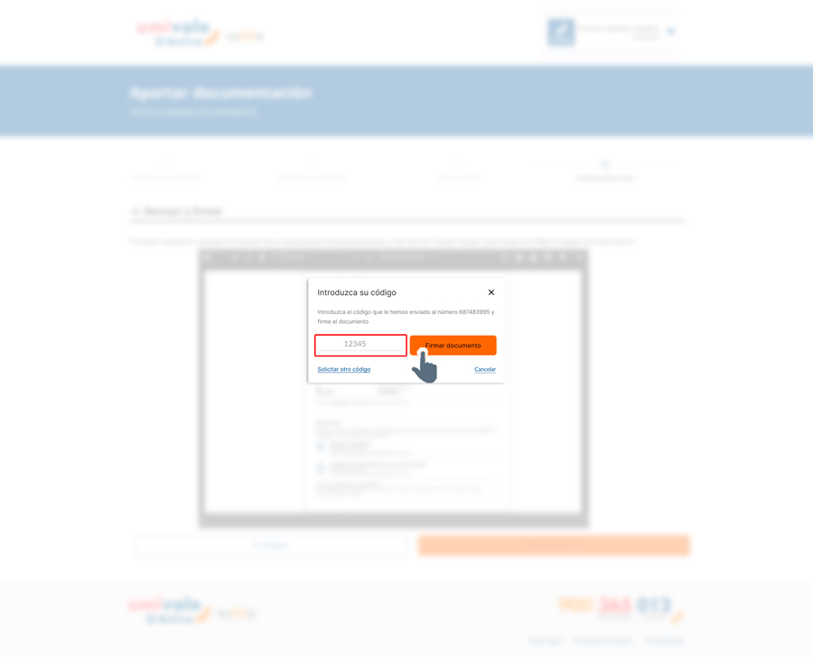 Introducir código SMS